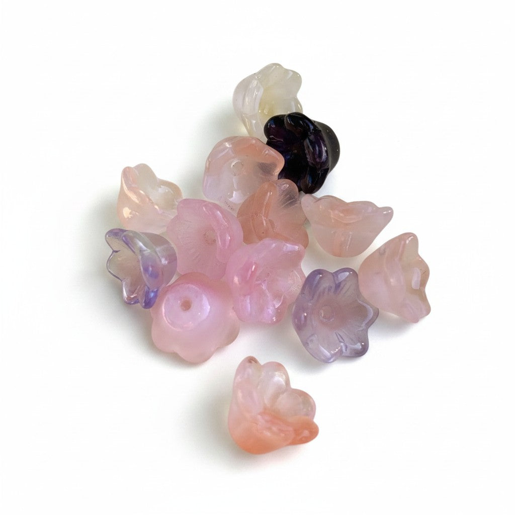 Flower Glass Beads - 10 Pack