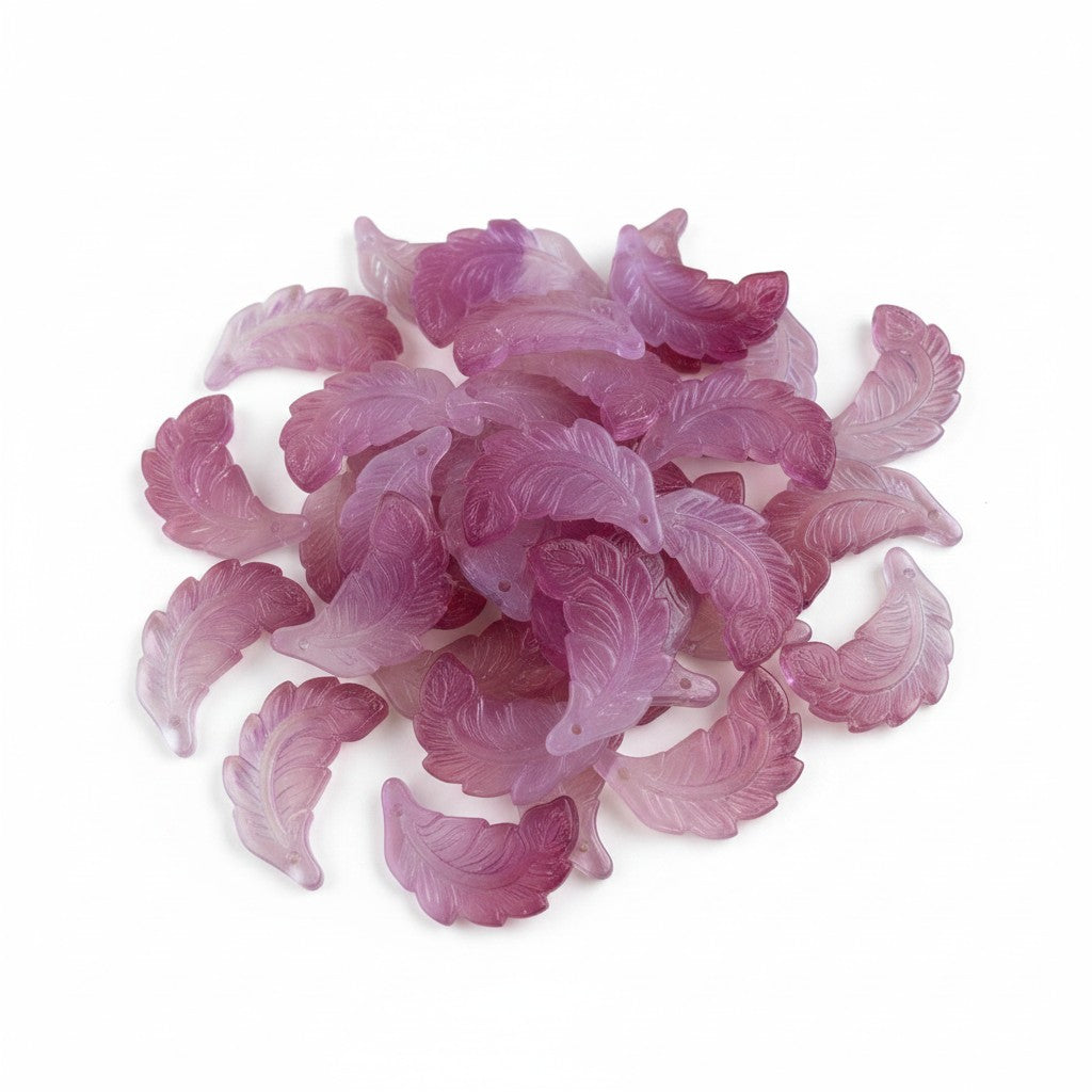 Pink Glass Leaf Bead