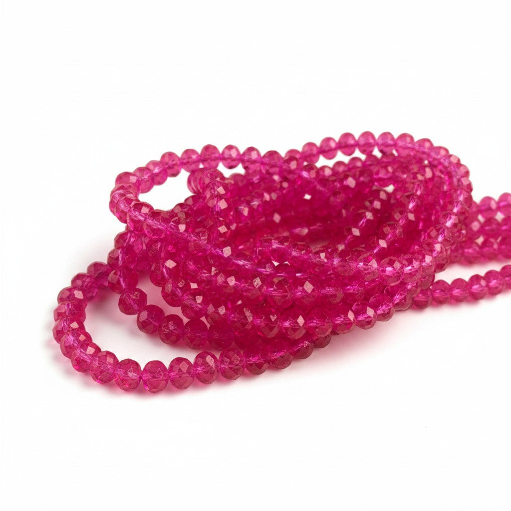 Strand of Hot Pink Glass Beads - Size 8mm