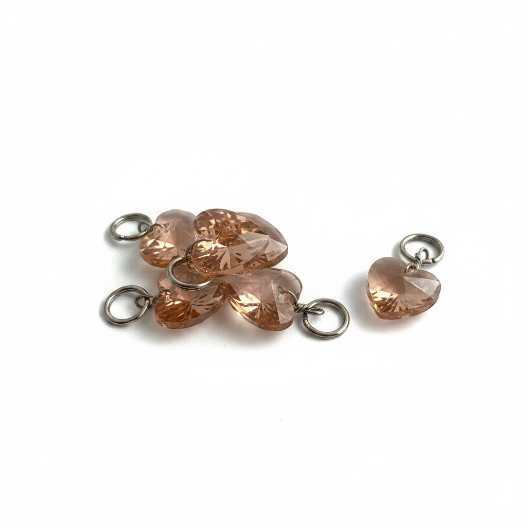 Heart Glass Bead Charm - Size 20mm