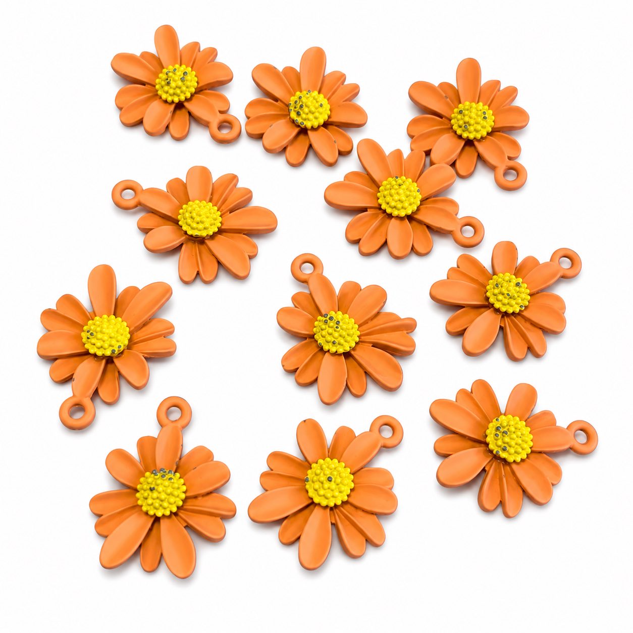 Daisy Orange Flower Enamel Charm - Size 20mm