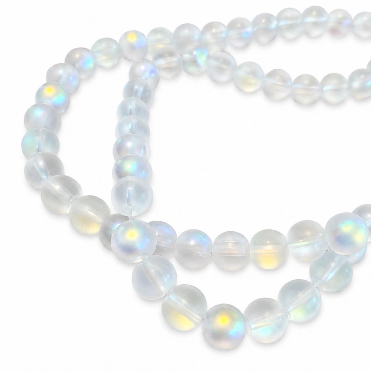 Strand of AB Clear Frosted Glass Beads - Size 8mm