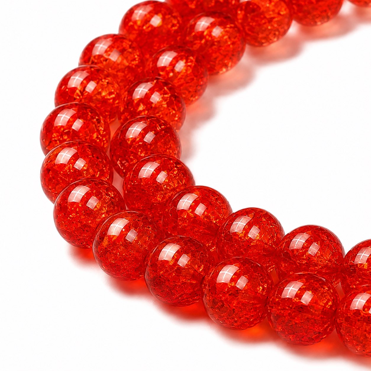 Strand of Orange Glass Crackle Beads - Size 10mm