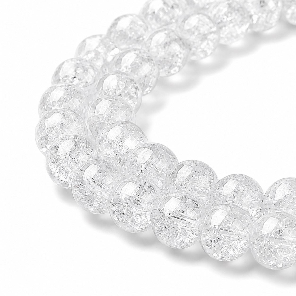 Strand of Clear Glass Crackle Beads - Size 10mm