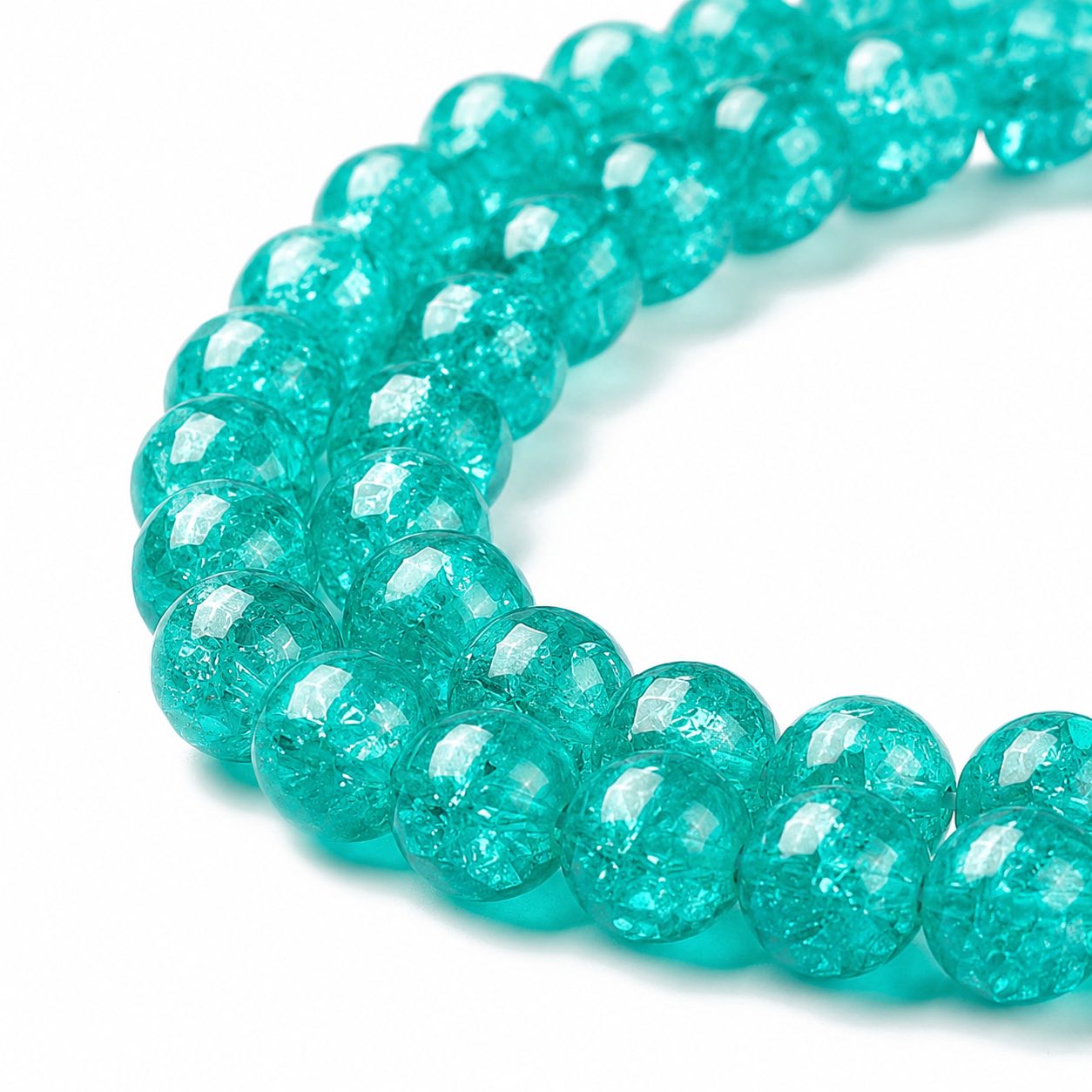Strand of Sea Green Glass Crackle Beads - Size 10mm