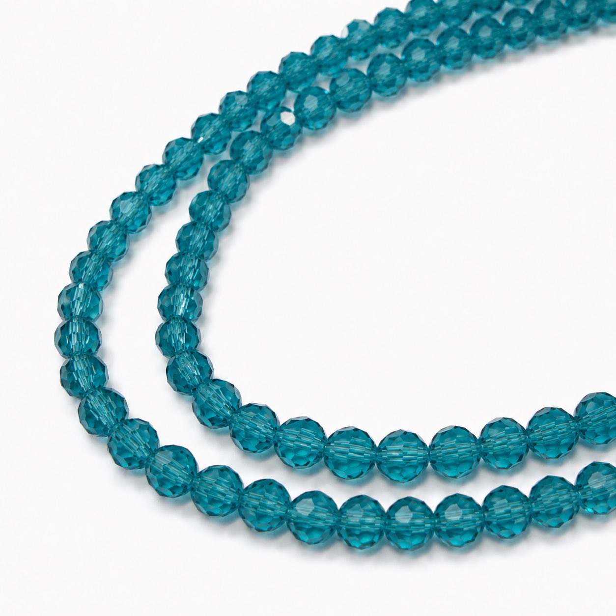 Strand of Bright Blue Faceted Glass Beads - Size 4mm