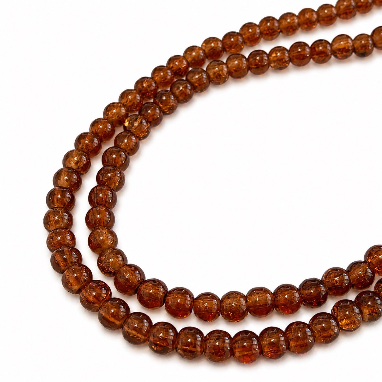 Strand of Brown Glass Crackle Beads - Size 4mm