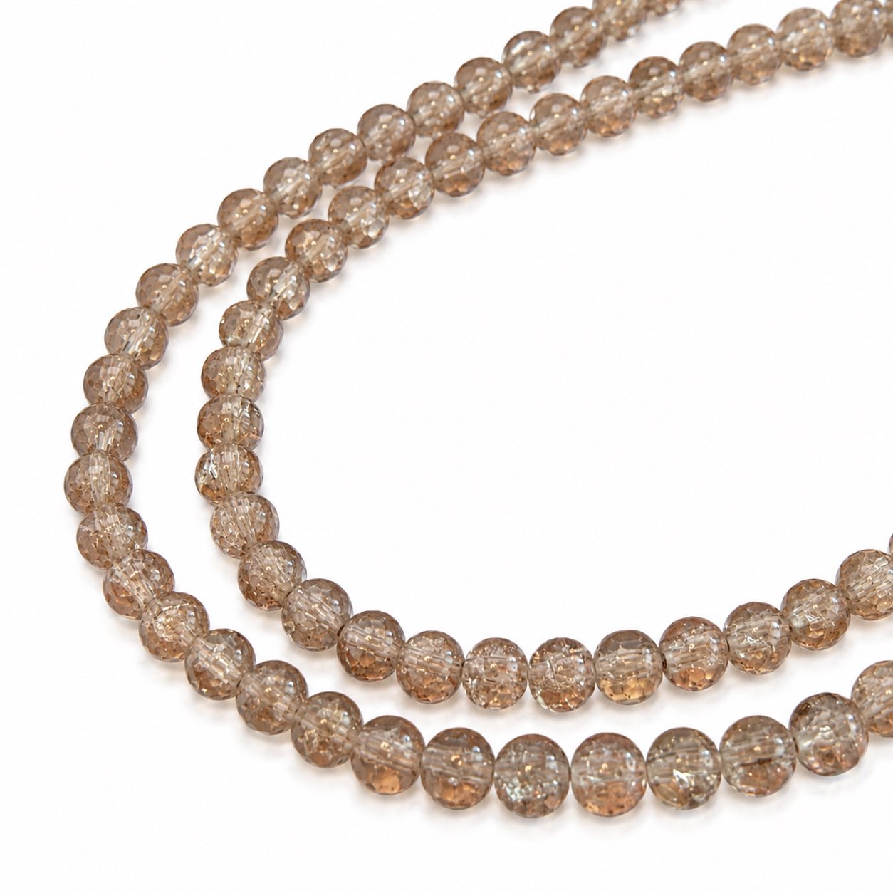 Strand of Mink Glass Crackle Beads - Size 4mm