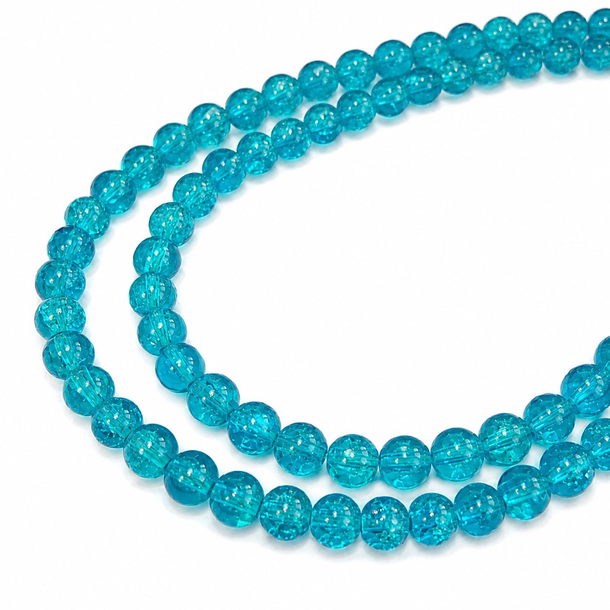 Strand of Bright Blue Glass Crackle Beads - Size 4mm