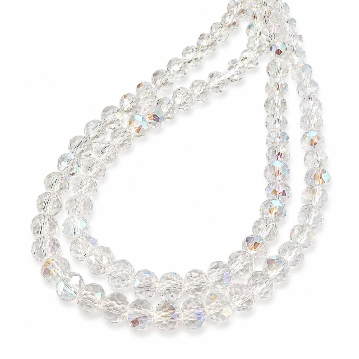 Strand of Faceted AB Clear Glass Beads - Size 6mm