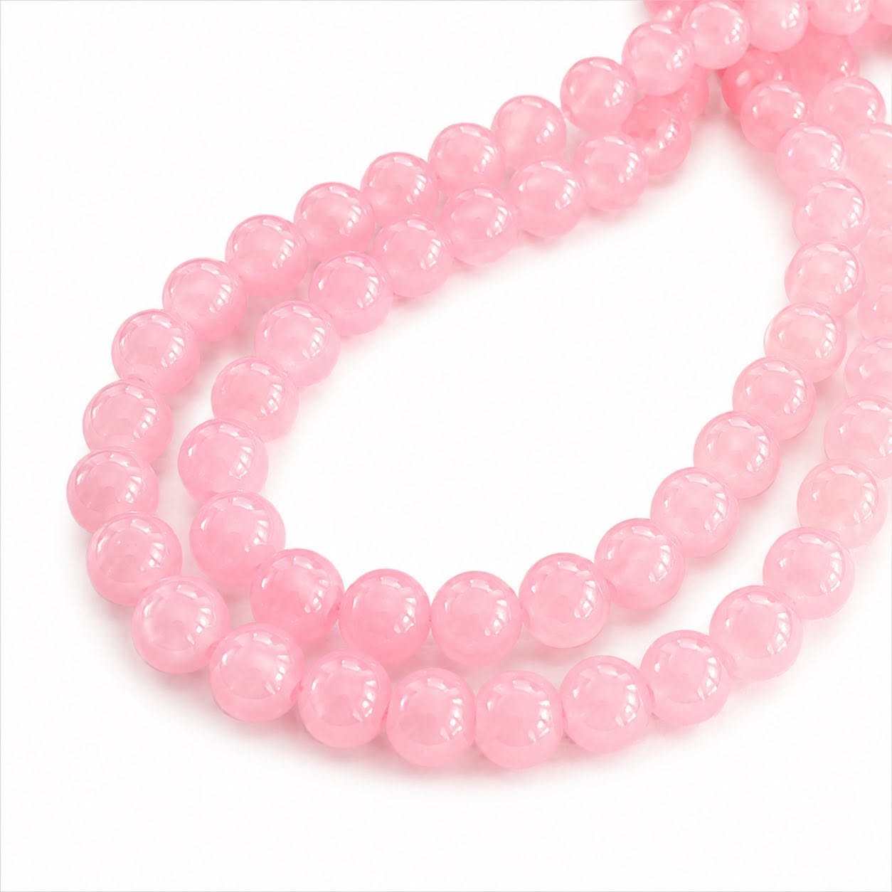 Strand of Pink Glass Beads - Size 8mm