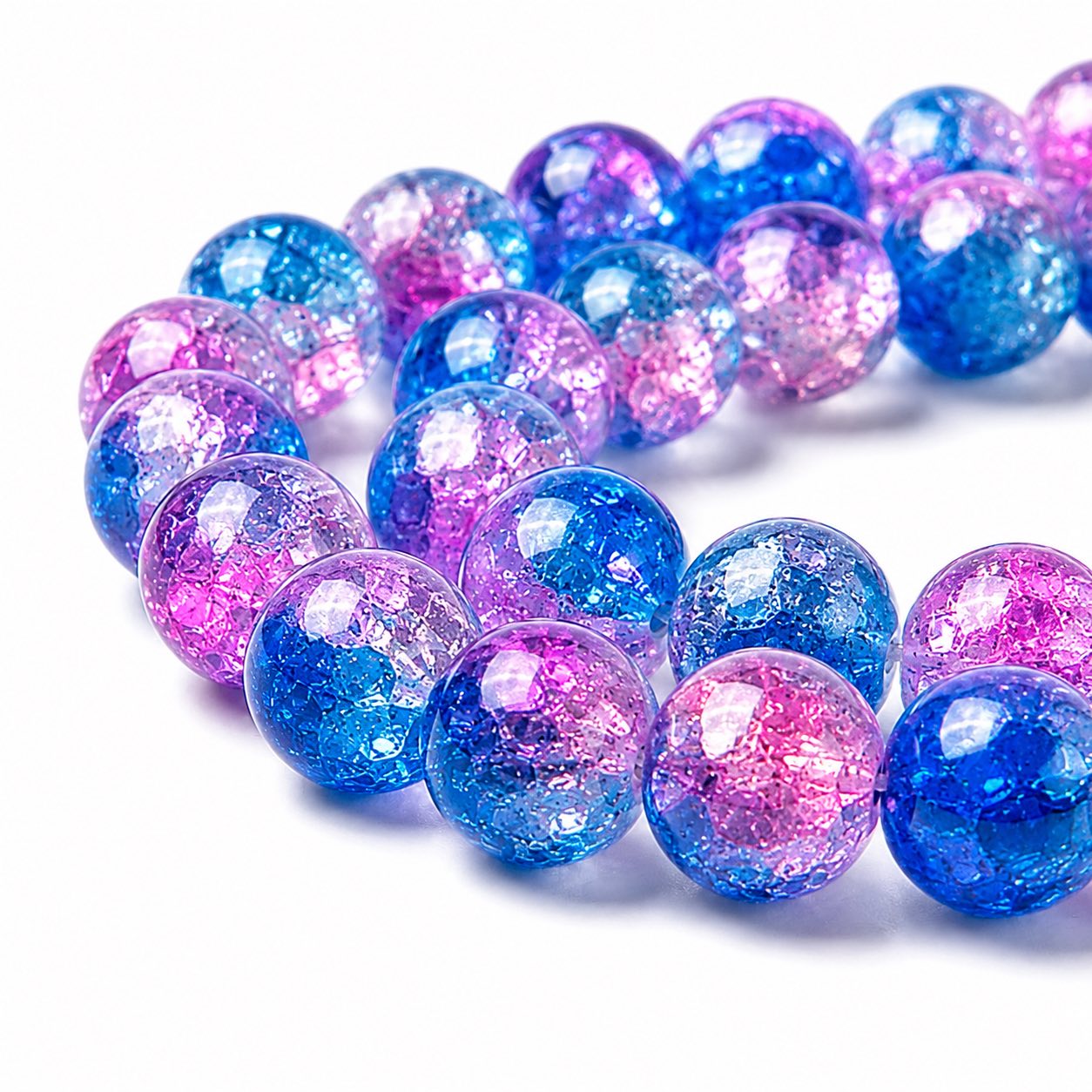 Strand of Blue Two Tone Crackle Beads - Size 8mm