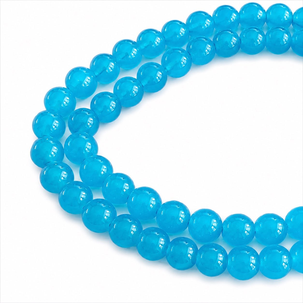 Strand of Bright Blue Glass Beads - Size 8mm