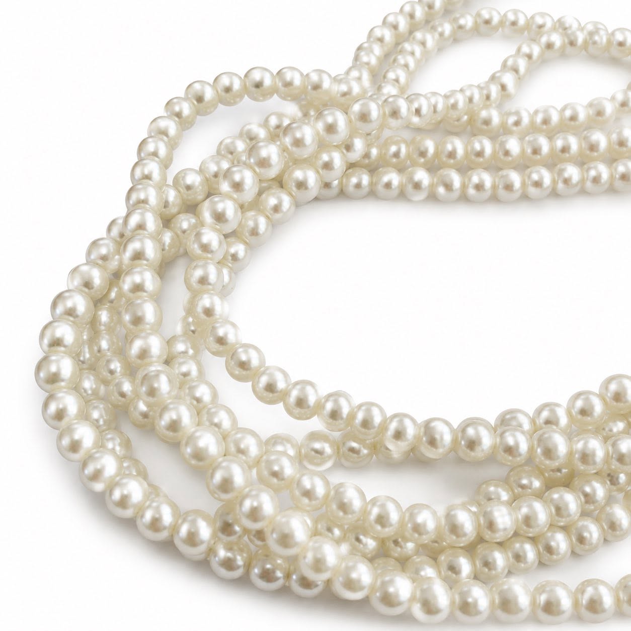Strand of Ivory Glass Pearl Beads - Size 4mm