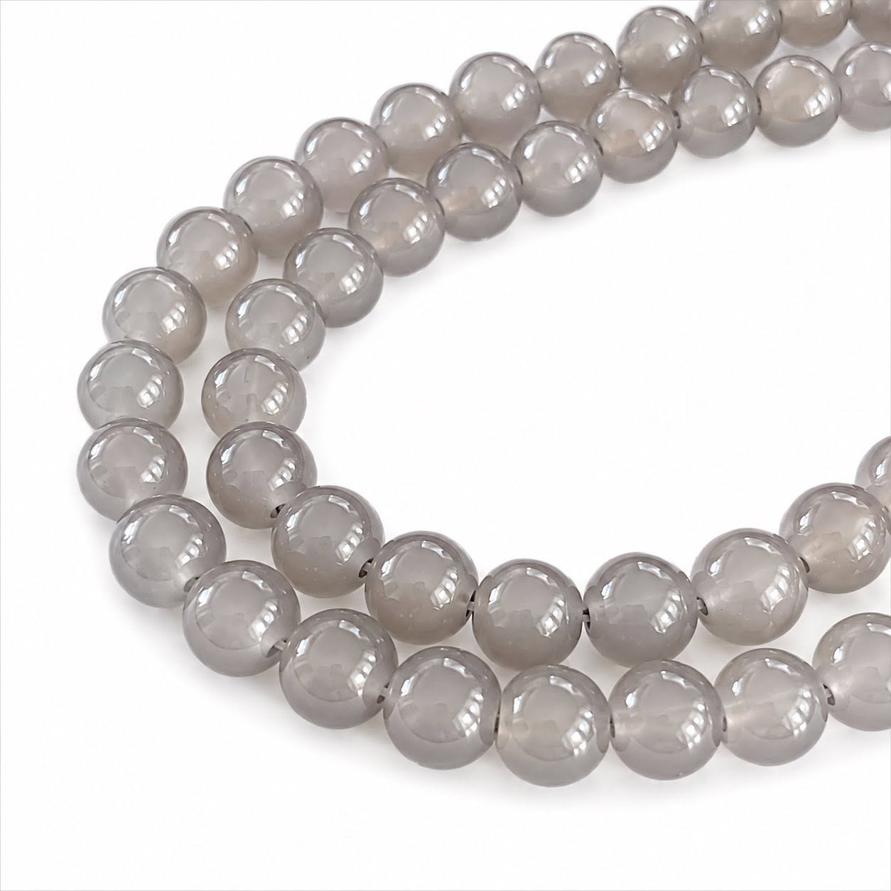 Strand of Grey Glass Beads - Size 8mm