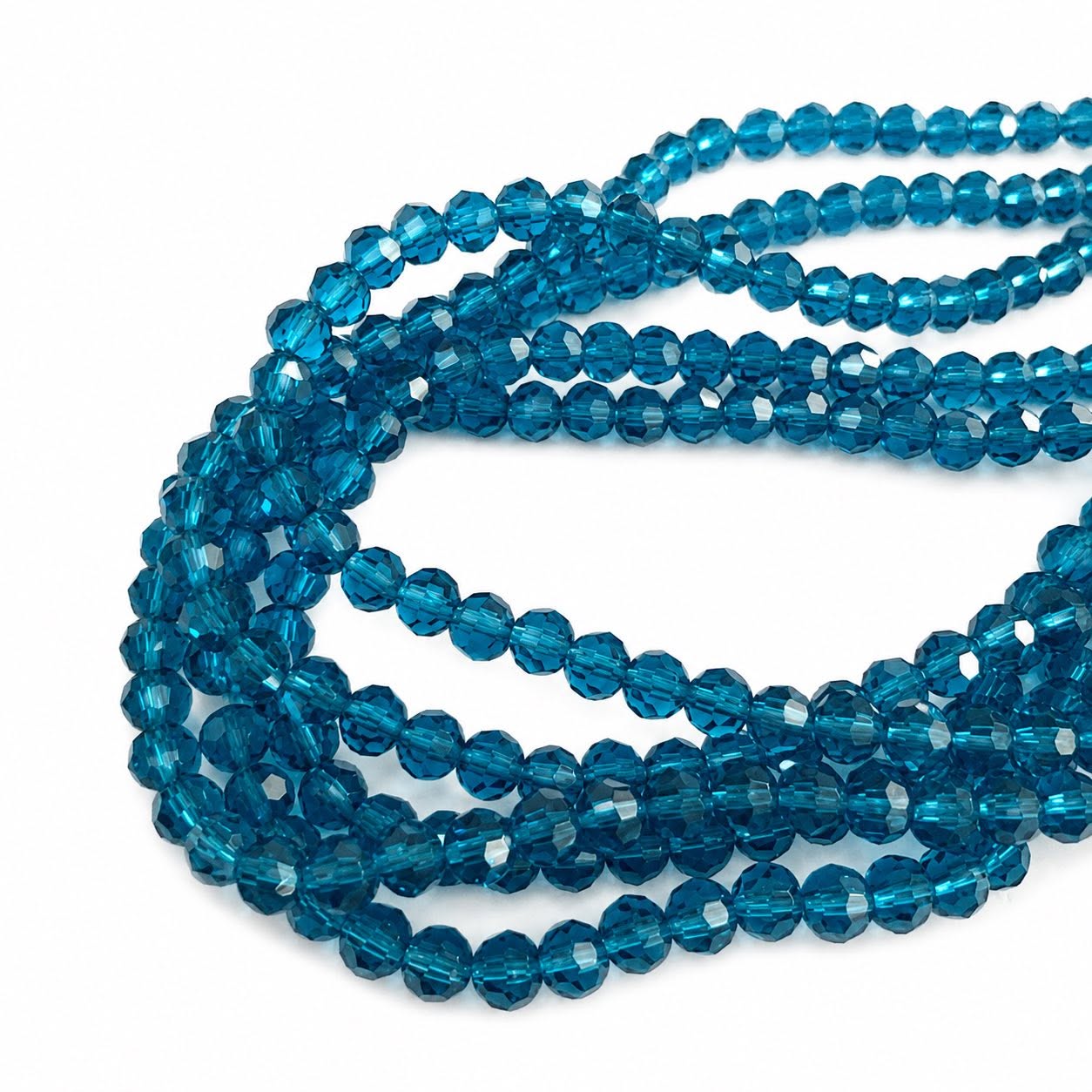 Strand of Azure Blue Glass Beads - Size 4mm