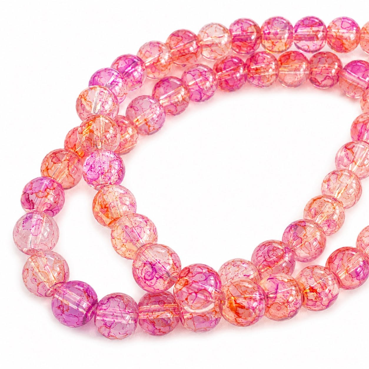 Strand of Watercolour Glass Beads - Size 8mm