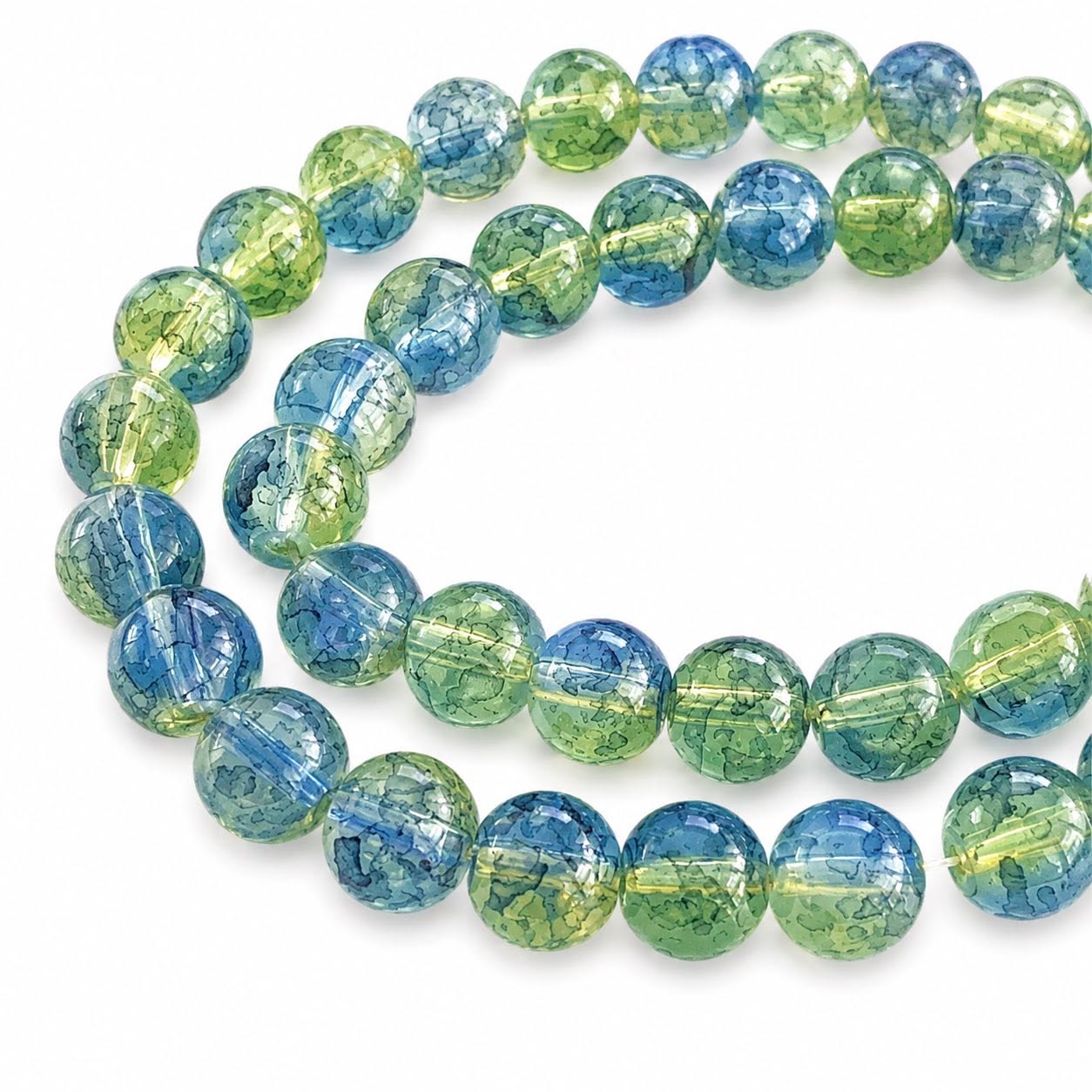 Strand of Watercolour Glass Beads - Size 8mm