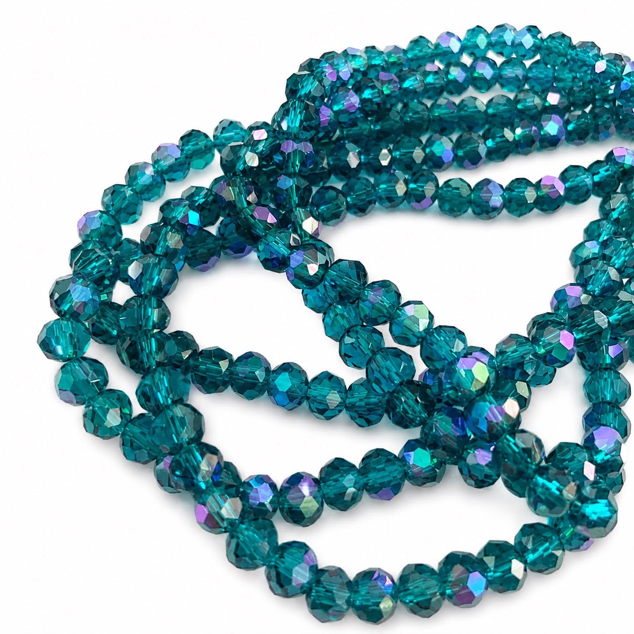 Strand of Cobalt Blue Faceted Glass Beads - Size 6x4mm