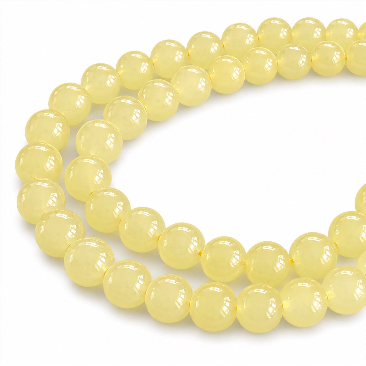 Strand of Lemon Glass Beads - Size 8mm