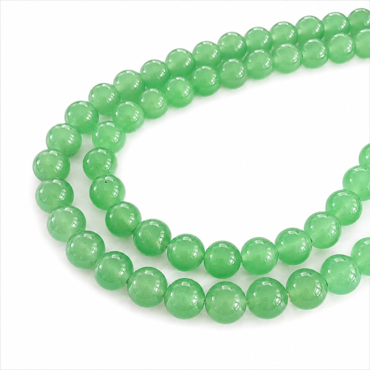 Strand of Apple Green Glass Beads - Size 8mm