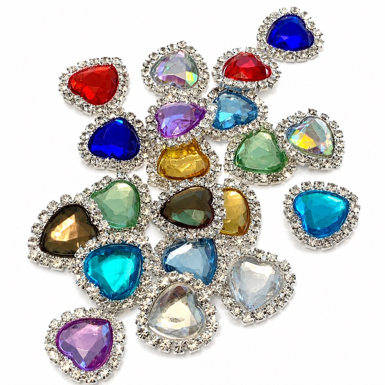 Rhinestone Heart Embellishments - Size 20mm