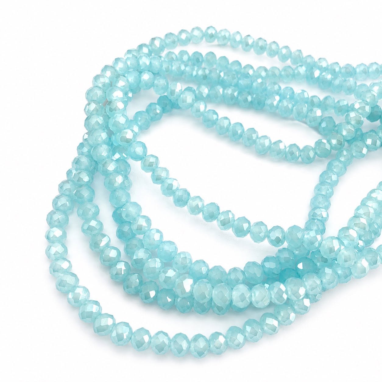 Strand of Pale Blue Glass Beads - Size 4mm