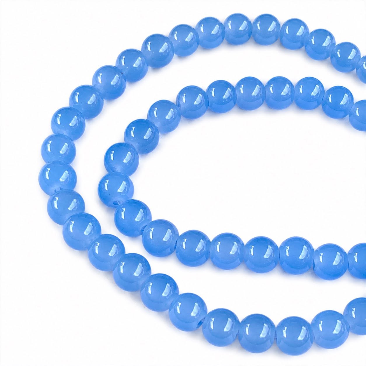 Strand of Cornfield Blue Glass Beads - Size 8mm