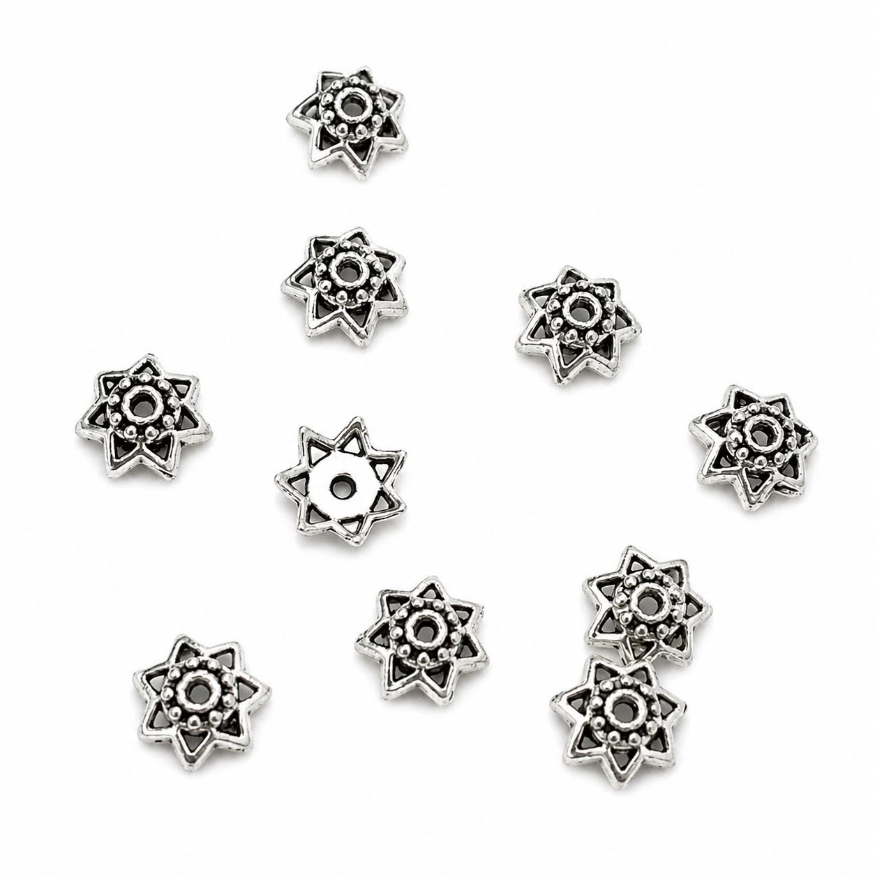 Bead Caps Antique Silver - 10 Pack