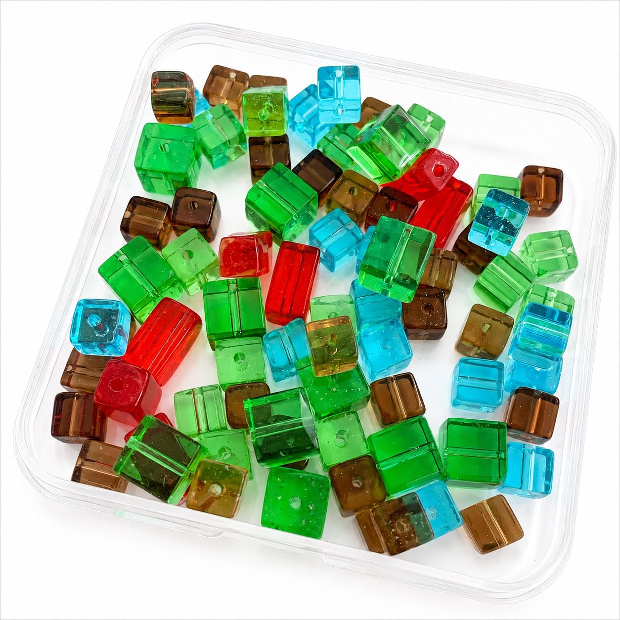 Box of Mixed Cube Glass Beads