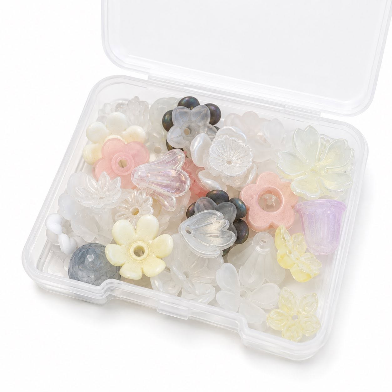 Box of Acrylic & Glass Bead Caps