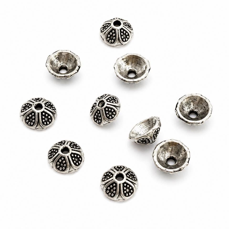 Bead Caps Antique Silver - 10 Pack