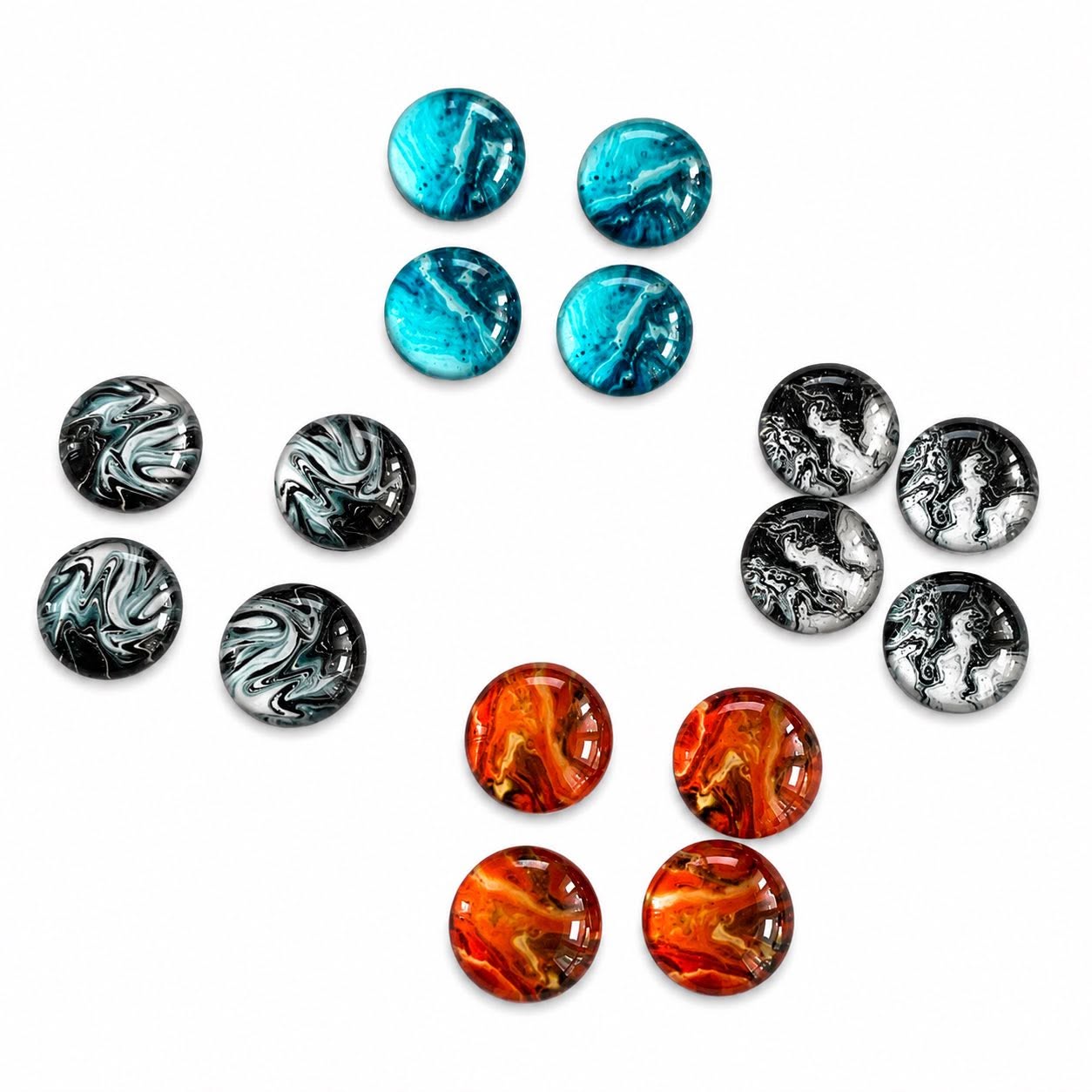 Glass Cabochons 12mm - 4 Pack
