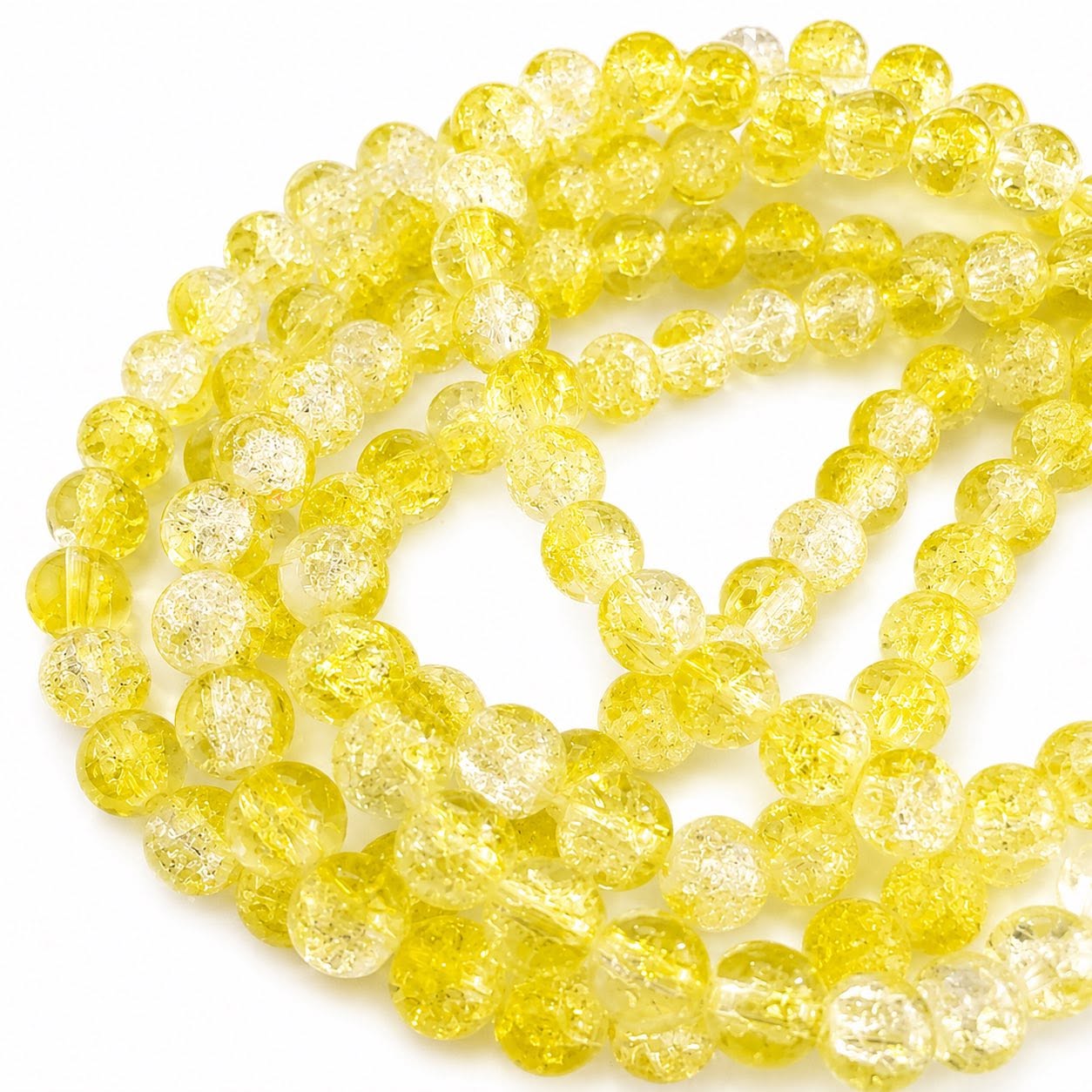 Strand of Yellow Two Tone Crackle Beads - Size 8mm