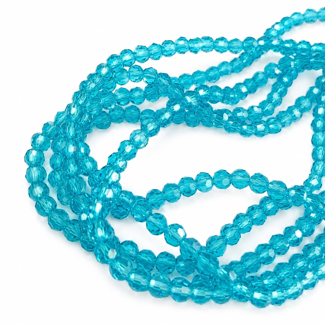 Strand of Bright Blue Glass Beads - Size 4mm