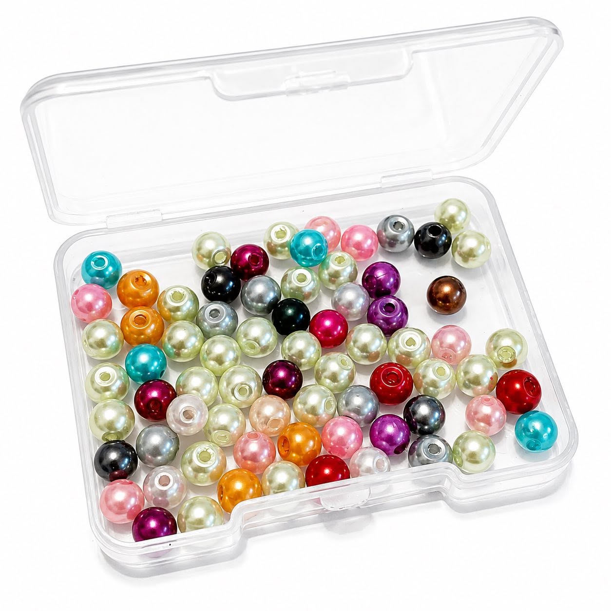 Box of Mixed Glass Pearl Beads