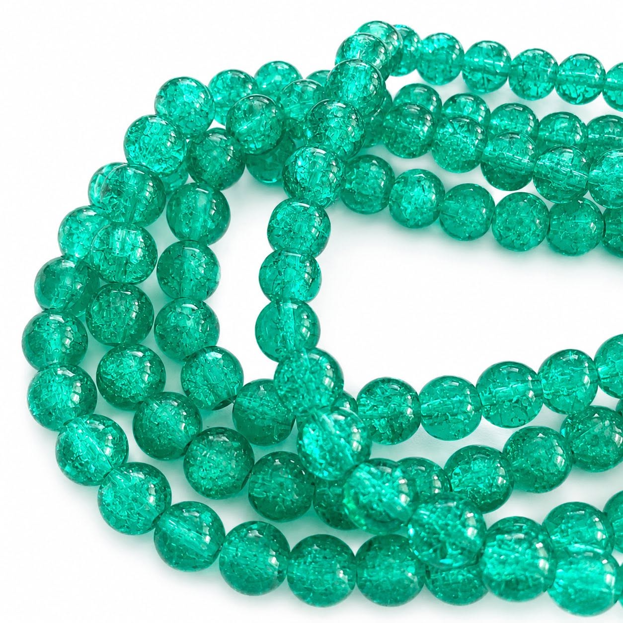 Strand of Sea Green Crackle Beads - Size 8mm