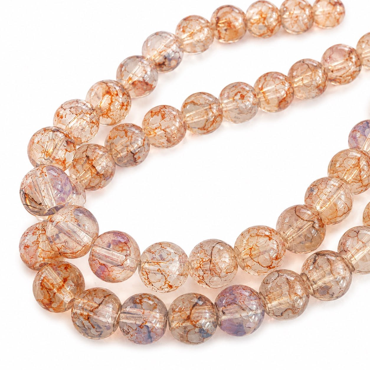 Strand of Watercolour Glass Beads - Size 8mm