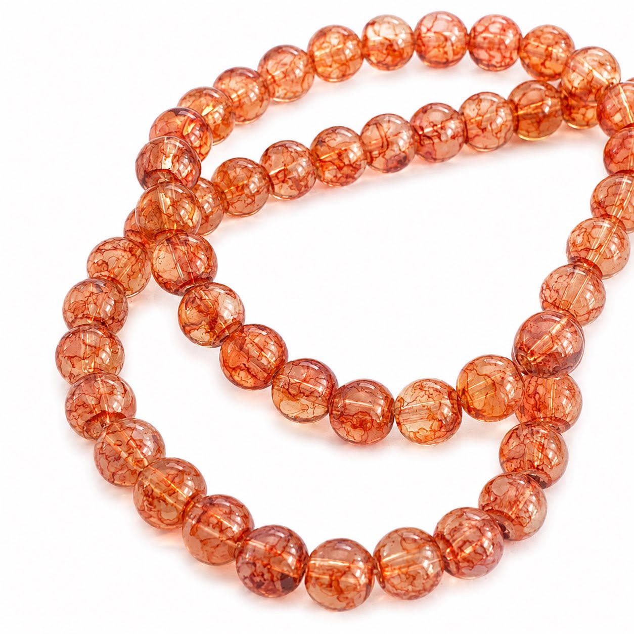 Strand of Watercolour Glass Beads - Size 8mm