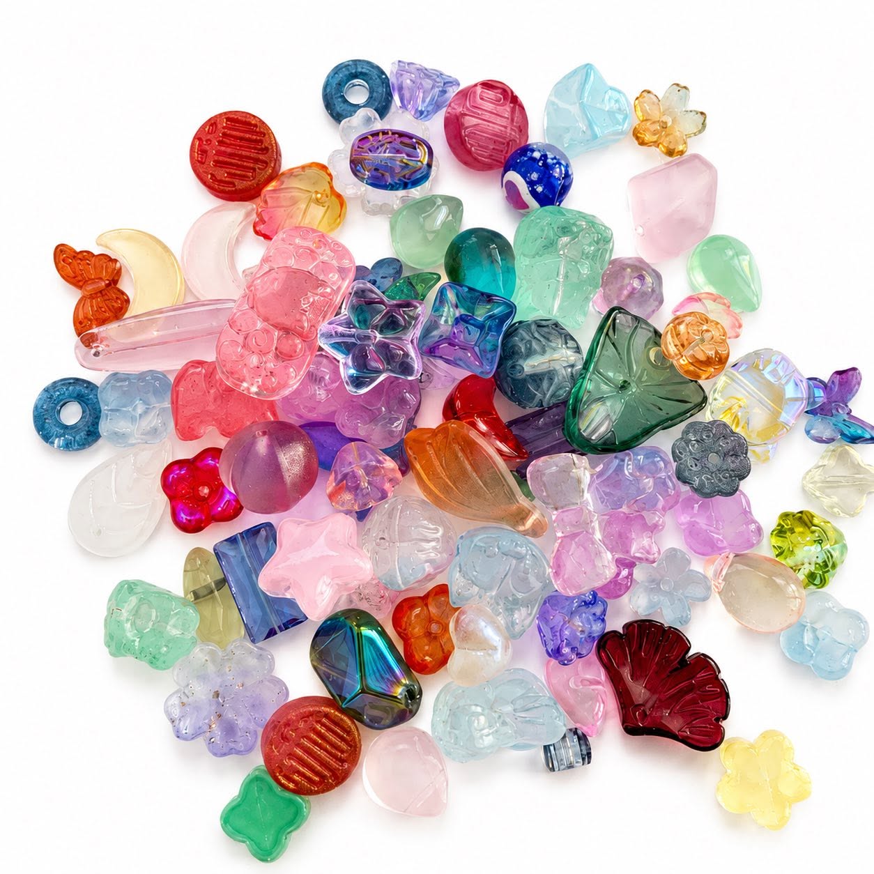 Mixed Shaped Glass Beads - 80grams