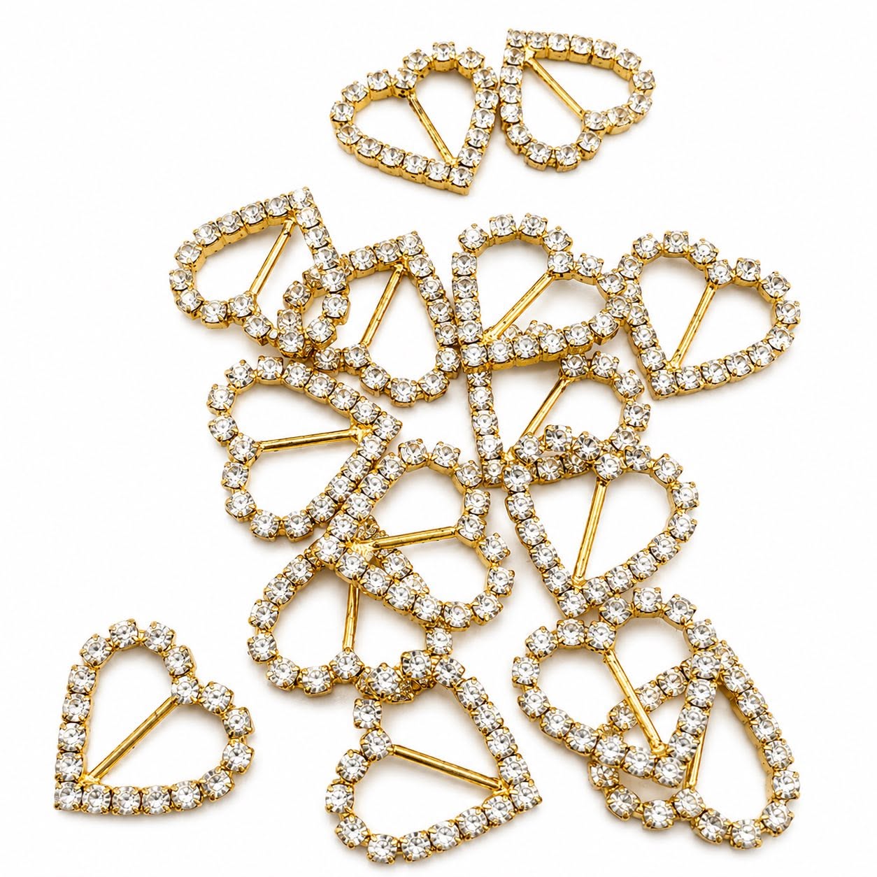 Heart Shaped Diamanté Buckle - Size 18mm