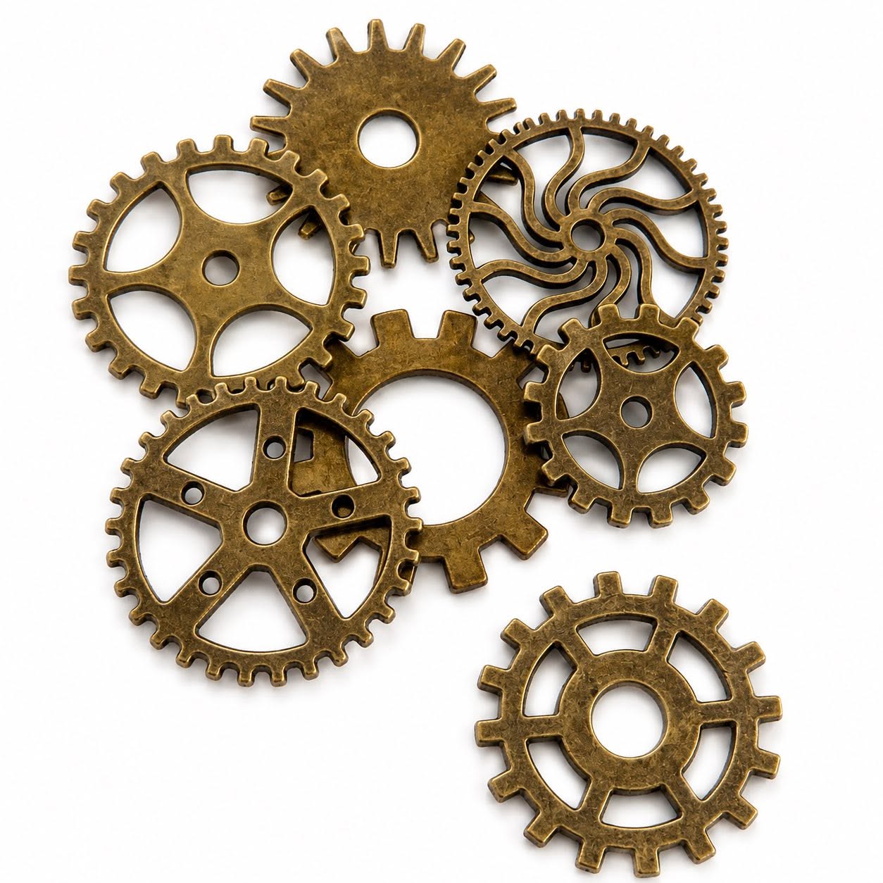 Steampunk Cog Charms - 7 Pack
