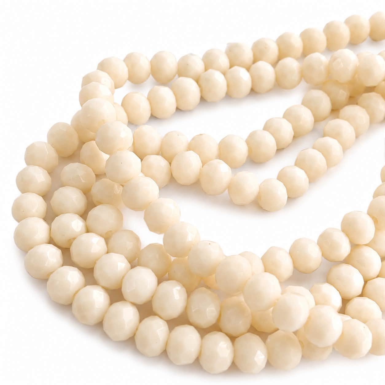 Strand of Faceted Glass Peach Beads - Size 6x4mm