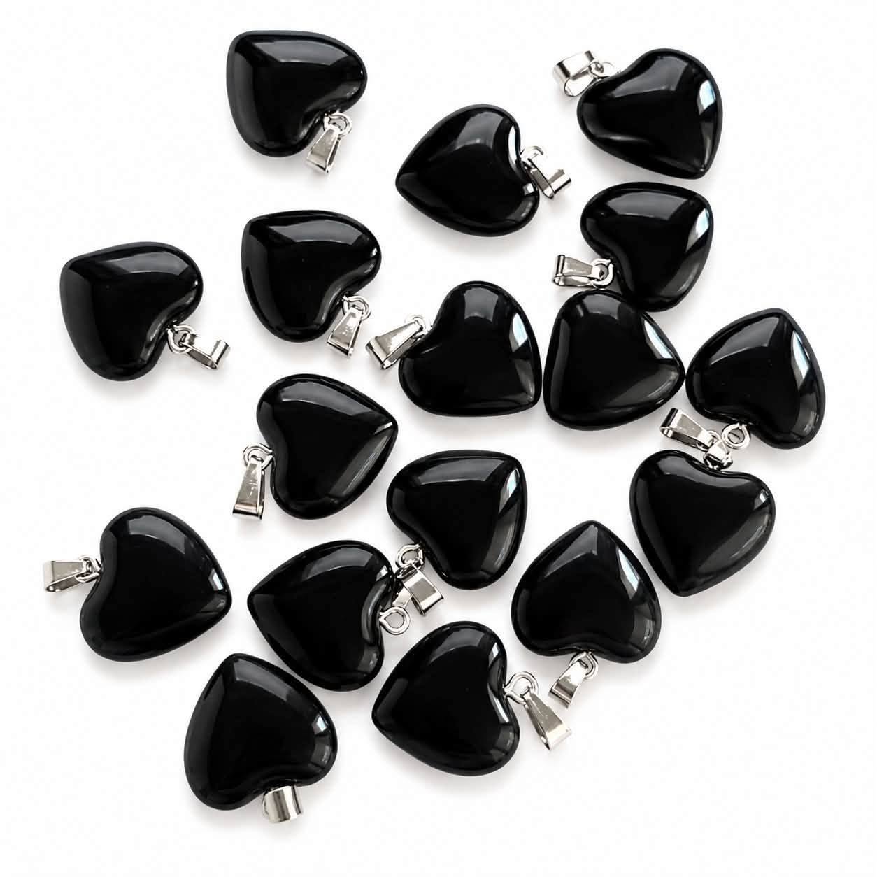 Obsidian Gemstone Heart Pendant - Size 25mm