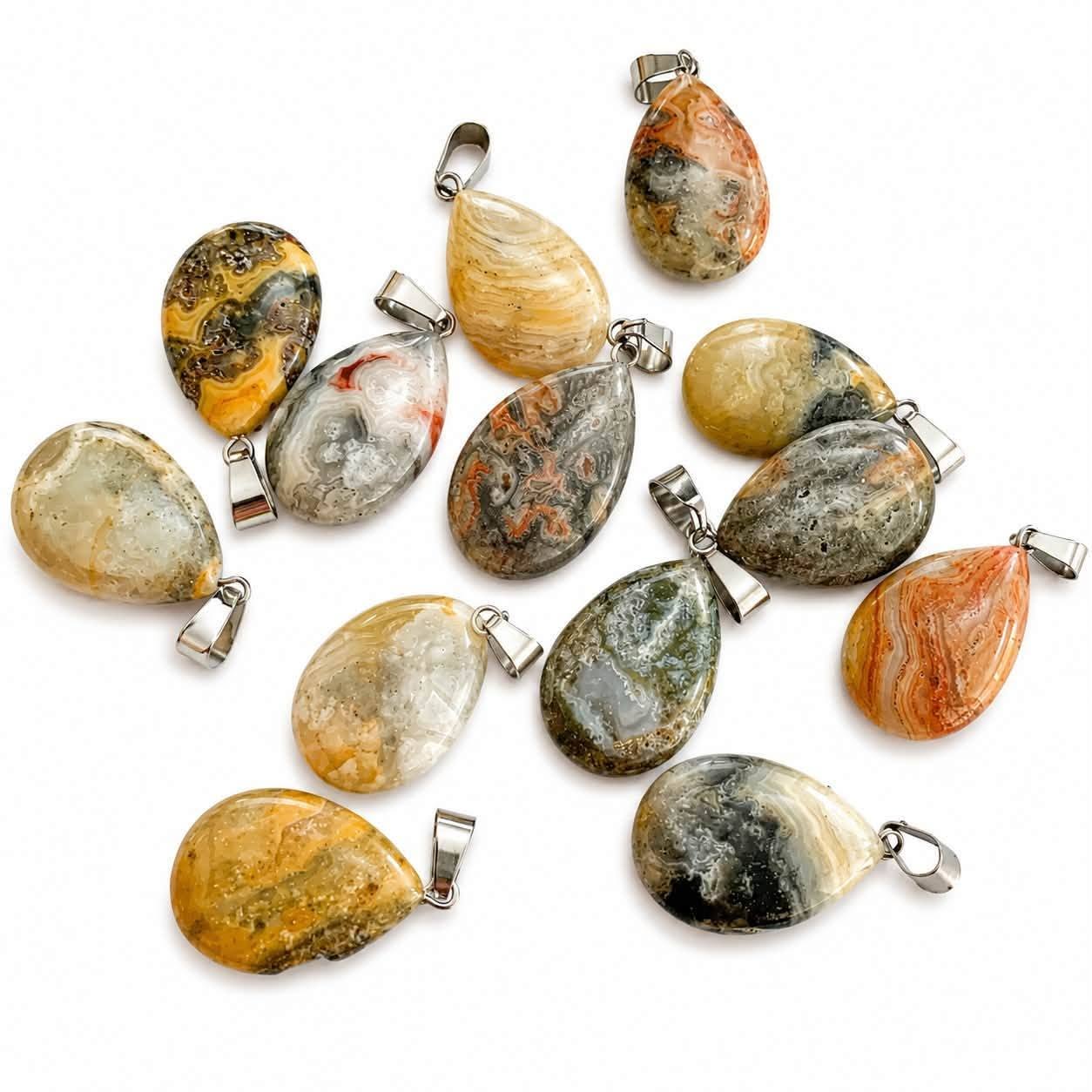 Agate Crazy Lace Gemstone Pendant - Size 35mm