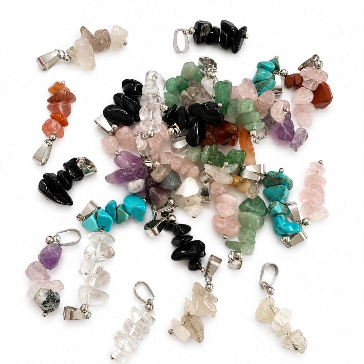 Gemstone Chip Pendant - Size 30mm