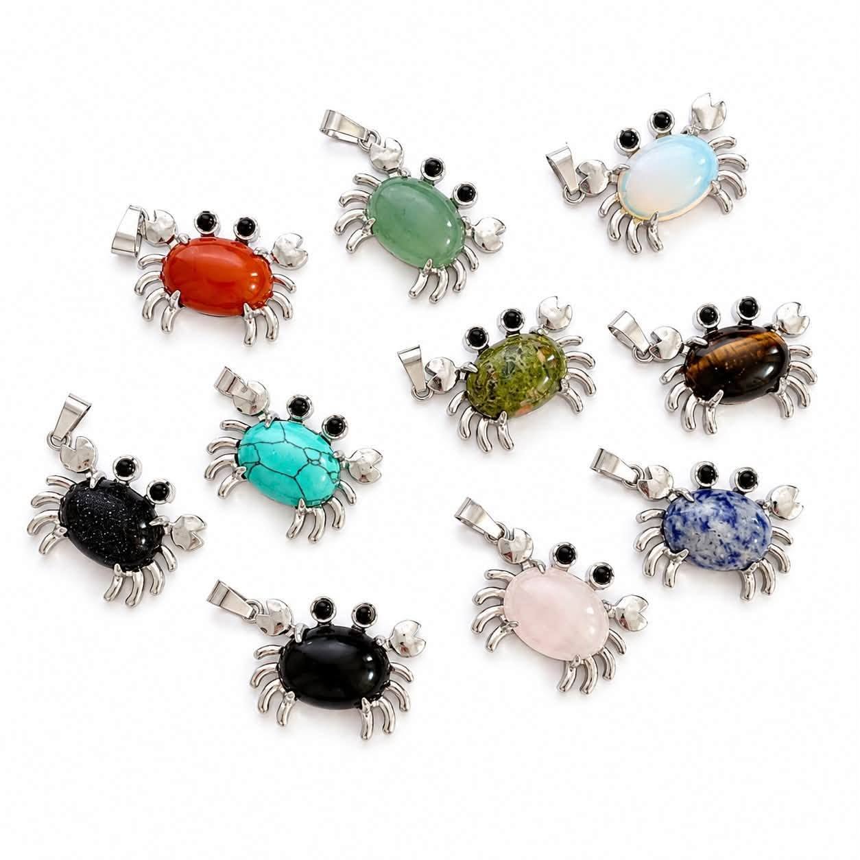 Crab Gemstone Pendant - Size 30mm