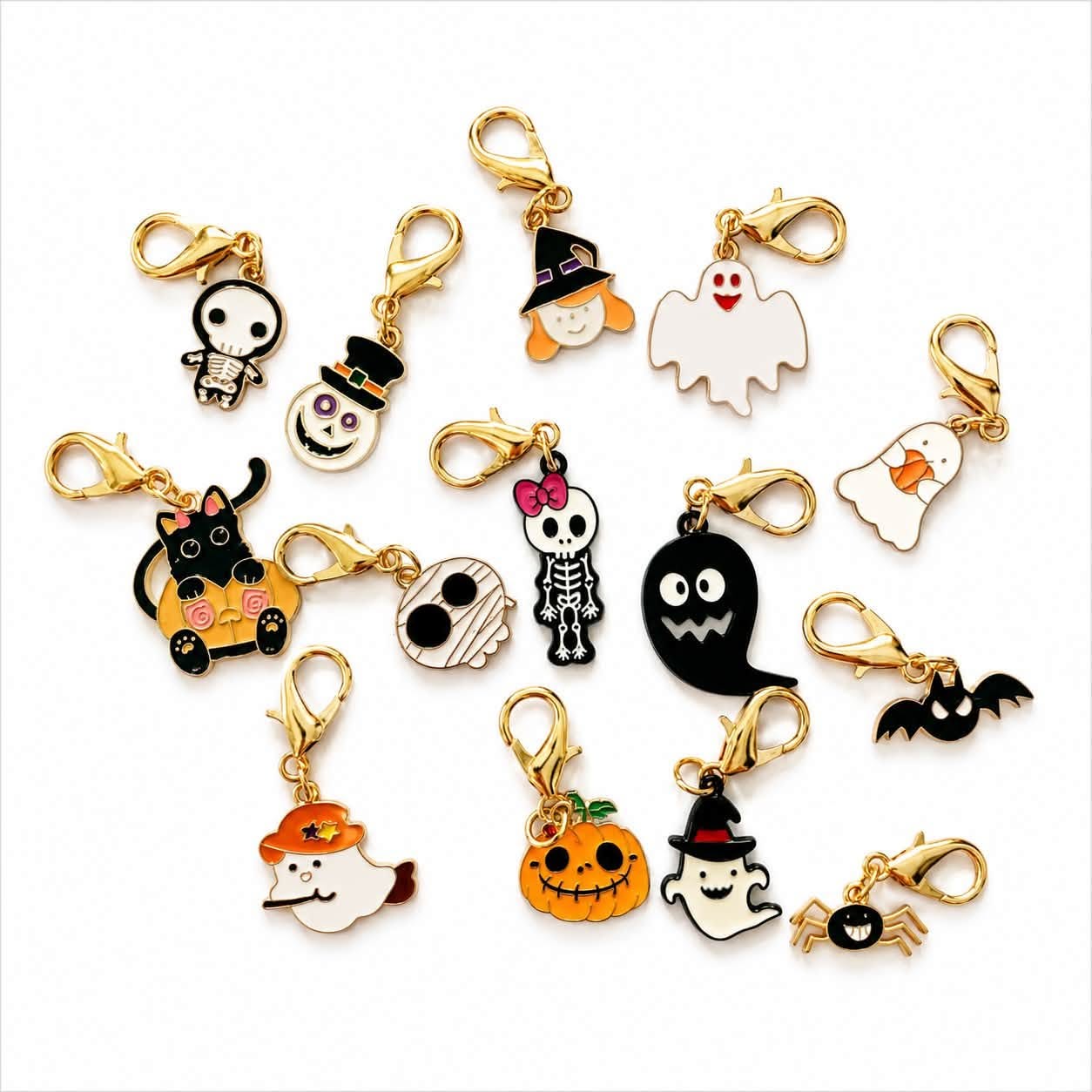 Halloween Enamel Bag Charm - Gold Tone