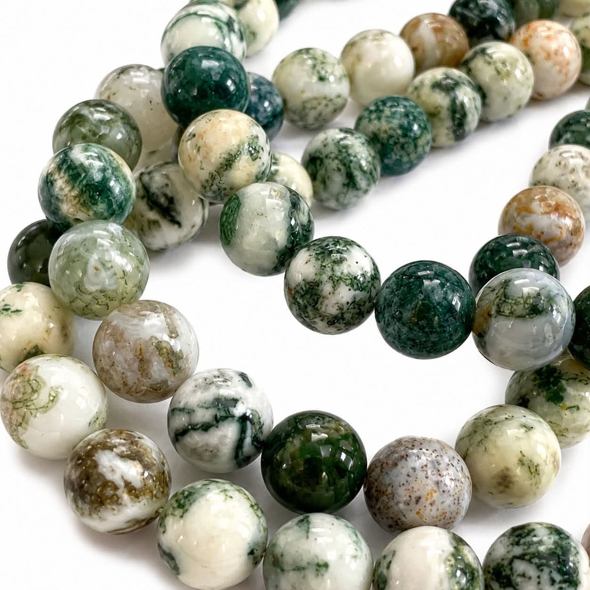 Strand of Tree Agate Gemstone Beads - 8mm