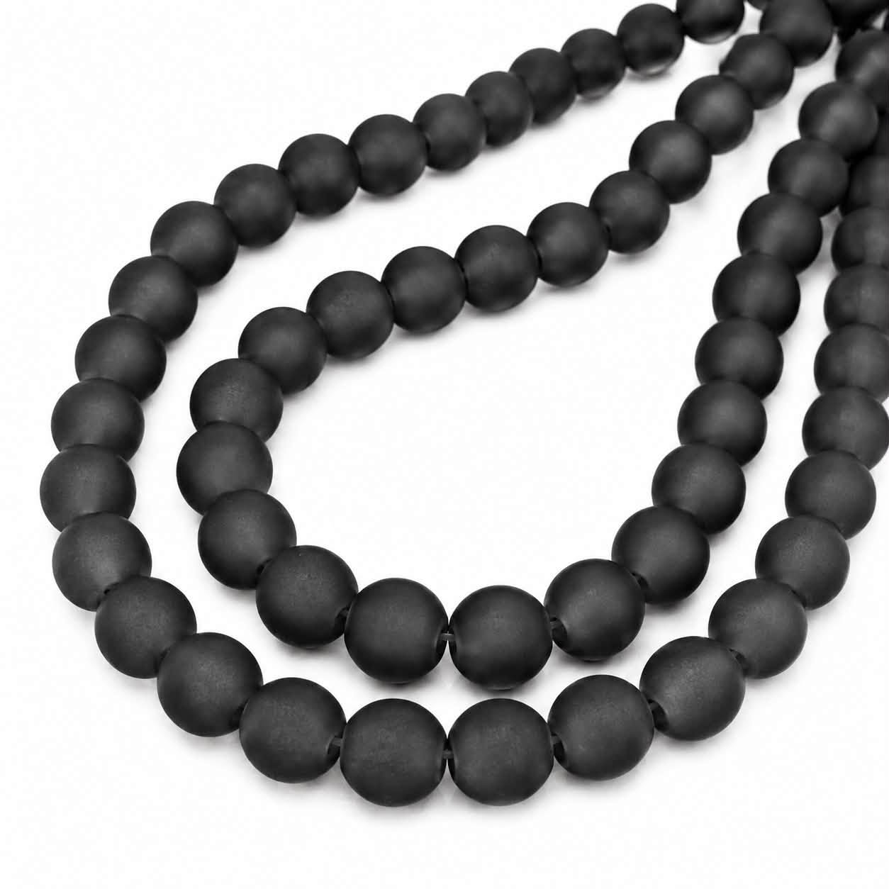 Strand of Frosted Glass Beads - Size 8mm